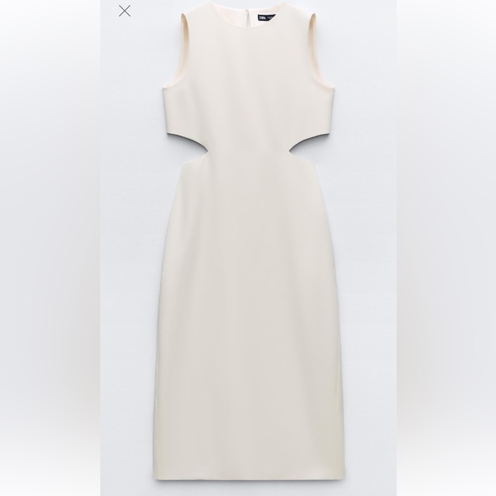 New! Zara large ecru cut out ruched dress.